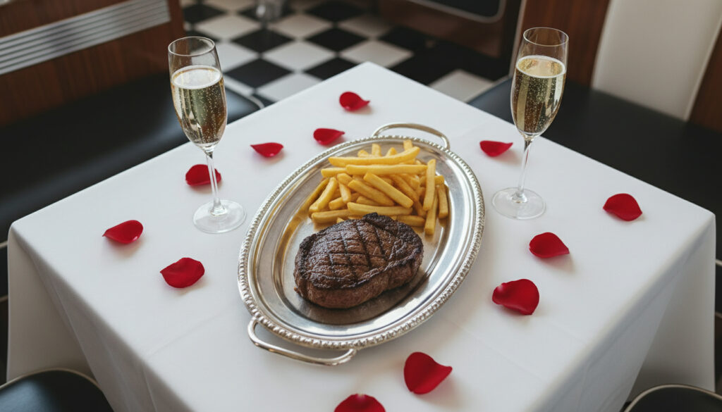 A CENA CON MAYLIN E CHAMPAGNA E CARNE